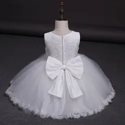 Summer Kids Dresses For Girls Tutu White Cake Smash Dress Elegant Princess Party Wedding Dress Girl Birthday Clothing 3 8Y