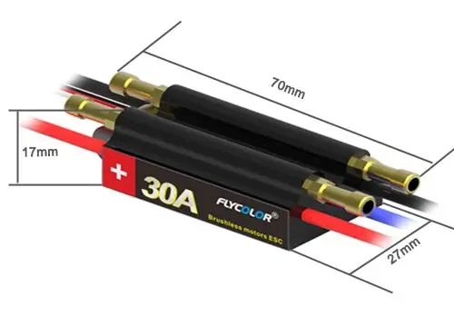 FlyColor 30A 2-4S Lipo Water cooling ESC with 5V/3A BEC Boat ESC, Programmable Brushless Speed Controller ESC