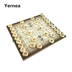 Wooden Chinese Chess Set Foldable Board Games 29.5*27.5*1.3 CM Chinese Boxed Chess Game Basswood Pieces Gift Yernea