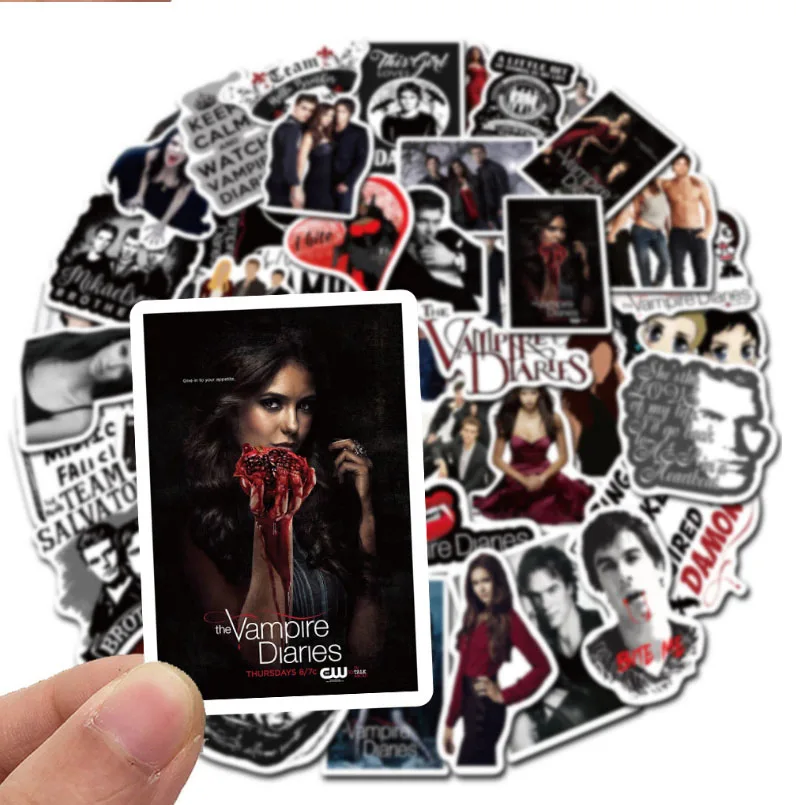 10/30/50pcs   The Vampire Diaries  Sticker School Student Diary Hand Ledger Stationery Mobile Phone Guitar Decoration Kawaii