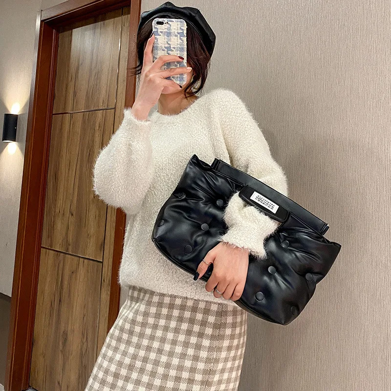 Women Bag New Autumn Winter PU Bucket Single Fashion Solid Down Bag Shoulder Bags Handbag Crossbody Euro-America Style