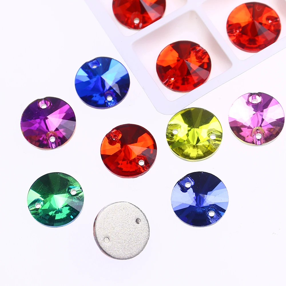 Round Sew on Rhinestone For DIY Craft Applique Fuchsia Flat Back Crystals Sewing Rhinestones Decorations Dress With Rhinestones