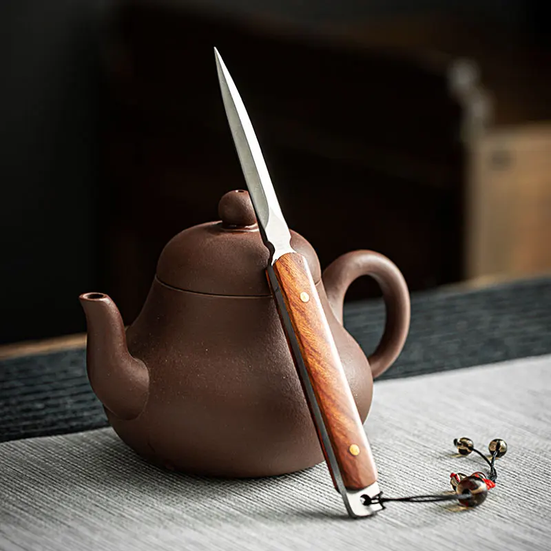 Pu\'er Tea Knife Rosewood Ebony Stainless Steel Tea Needle Tea Cone Stainless steel tea needle Kungfu tea set accessories