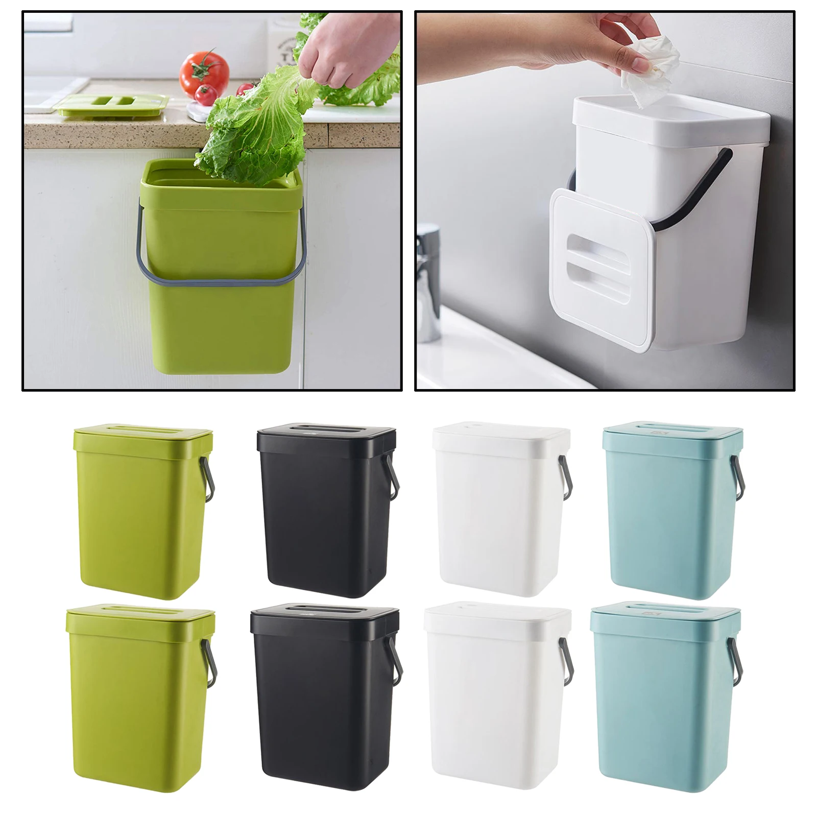 Simple Rubbish Bin Wall Mounted Indoor Office Kitchen Door Trash Can Dustbin Kitchen Garbage Can