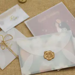 Semi-transparente ácido sulfúrico papel Envelopes, DIY cartão postal, armazenamento de cartões, convite de casamento presente embalagem, 50 pcs por saco