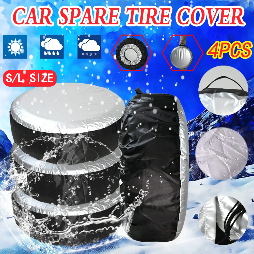 4PCS Tire Cover Case Car Spare Tire Cover Storage Bags Carry Tote Polyester Tire For Cars Wheel Covers 13-19inch 19-23inch