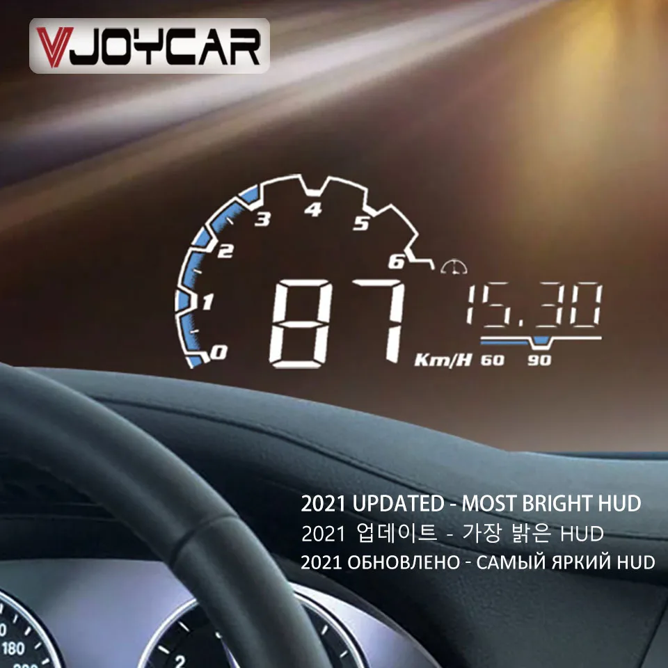Vjoycar VH300 samochód HUD 5.5 'wyświetlacz Head Up OBD II EUOBD prędkościomierz szyby projektor elektronika samochodowa Alarm przekroczenia prędkości