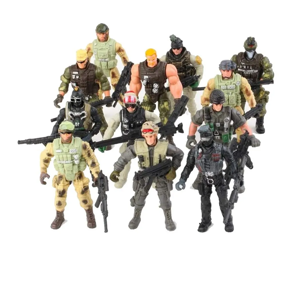 12er Pack Spezial einheiten Armee Kampf Swat Soldat Action figuren mit militärischen Waffen und Zubehör (4 Zoll)