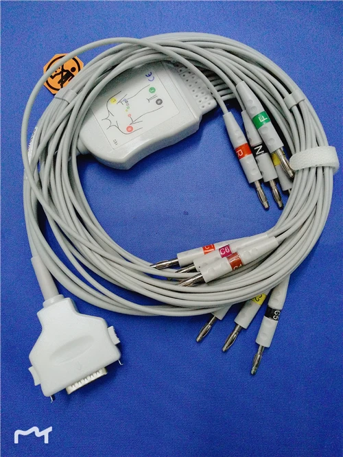 Fukuda Denshi FX-7102 ecg/ekg cable No Resistance,  CardiMax FX-7101,FX-7202,FX-7402,FX-2111,FCP-2155 10 lead IEC Banana 4.0