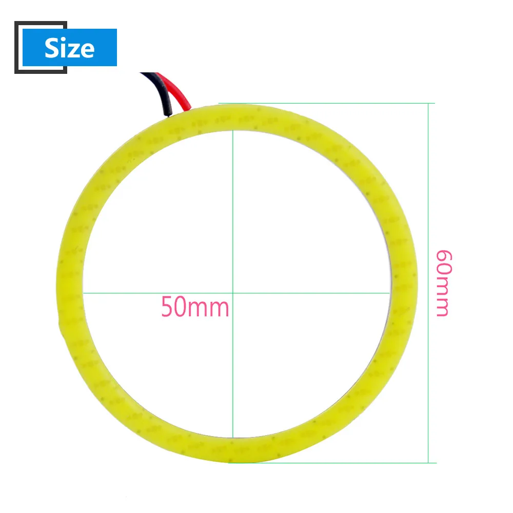 60mm 2.36'' 2pcs/set Angel Eyes 12V COB 45 SMD LED Halo Rings Light Silica Gel Waterproof LED Signal Fog Width Headlight Car