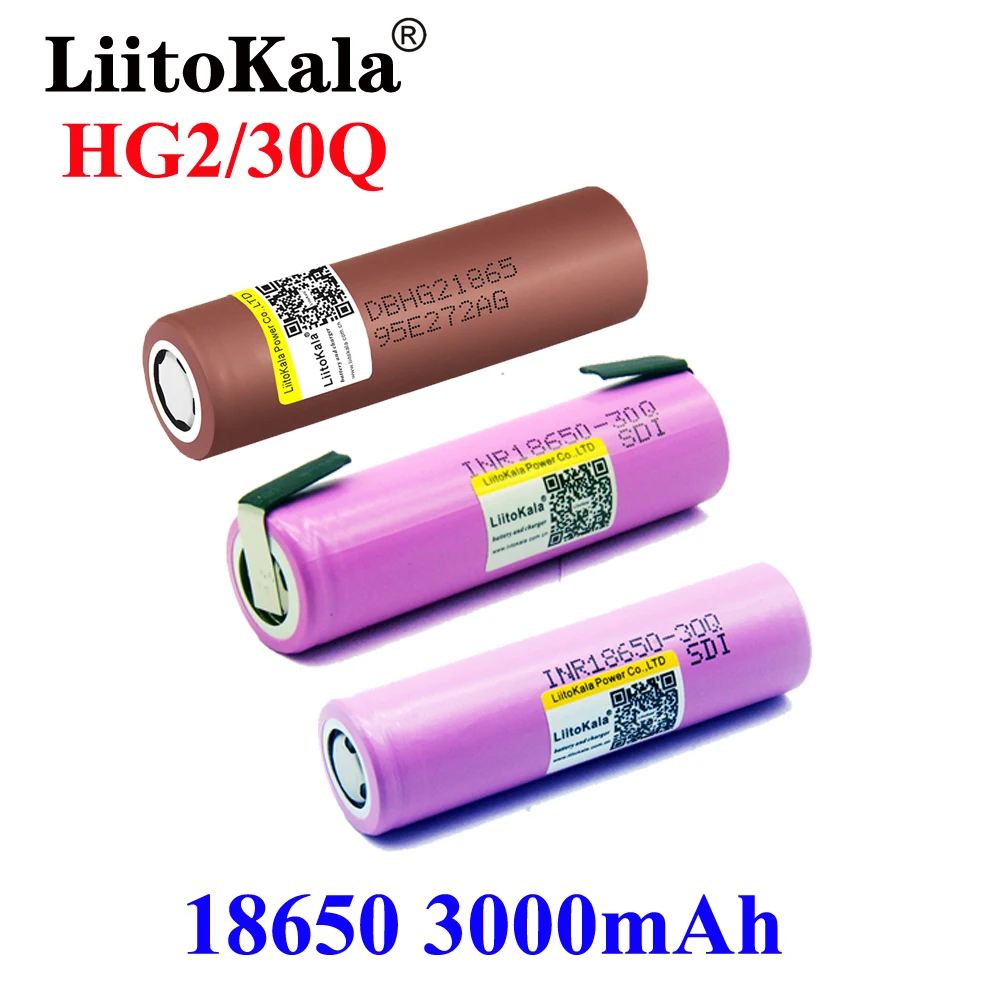 Hot LiitoKala HG2 30Q 18650 3000mah 3.7V batteria ad alta scarica 18650 30A batteria ricaricabile ad alto consumo o scatola Mod torcia