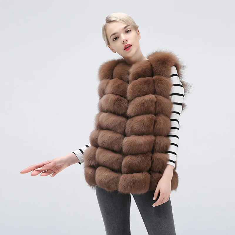 Natural Real Fox Fur Vest Jacket Waistcoat Short Sleeveless  Winter Warm Natural Fur Vest Real Fur Jacket Fox Fur Coats