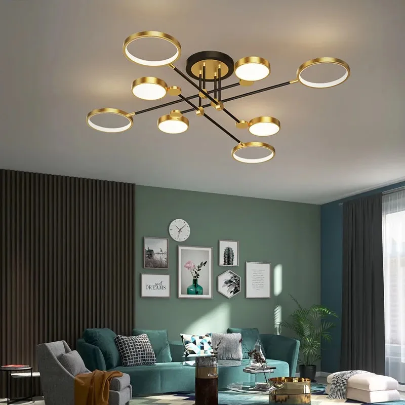 New Modern LED Ceiling Chandelier Lighting For Living Room Bedroom Gold Frame Aluminum Dropshipping Indoor Fixture Light Lustres