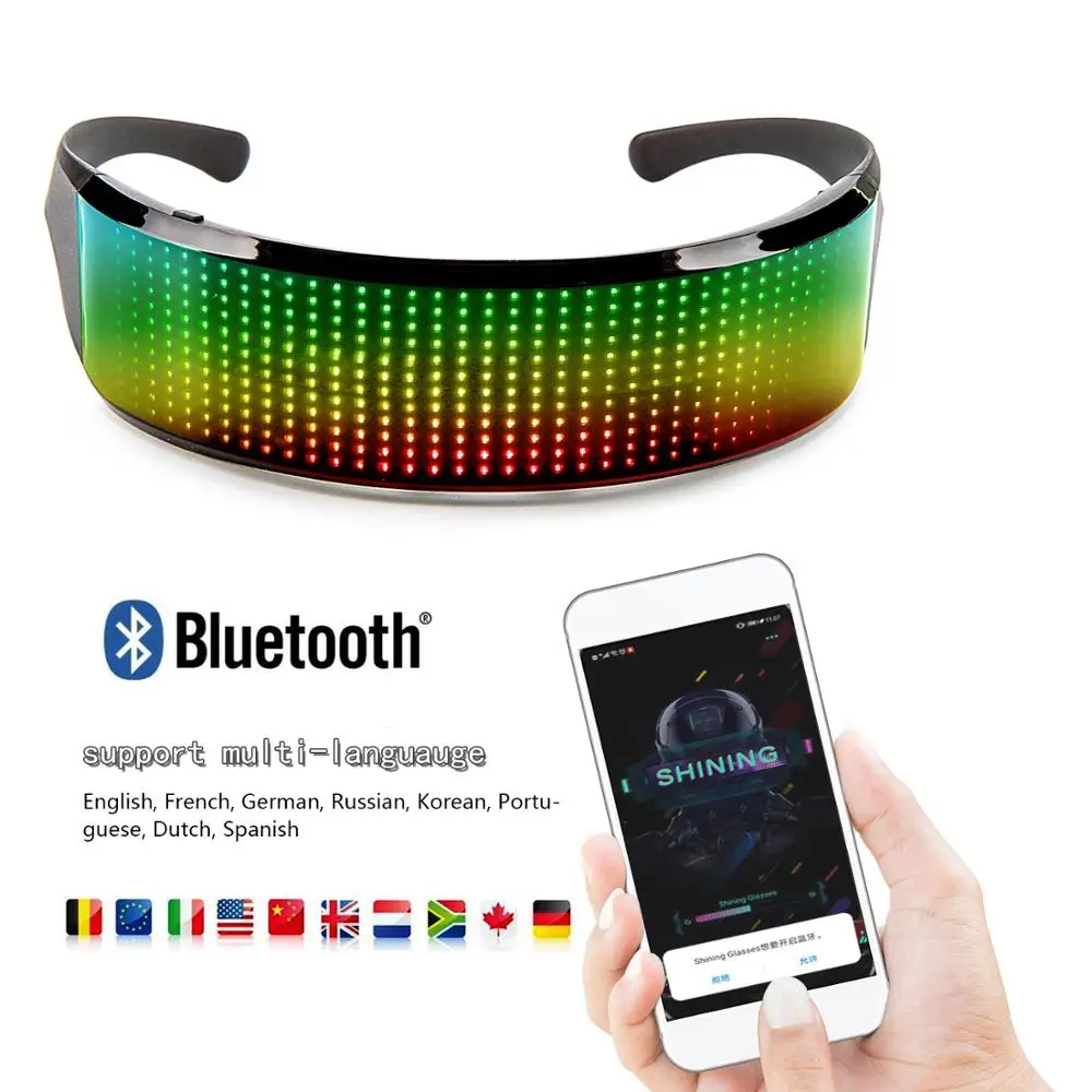 Leadleds Luminous Glasses Flashing Luminous Eyewear Bluetooth Led Party Glasses for Festival Bar Performance Happy Birthday Gift