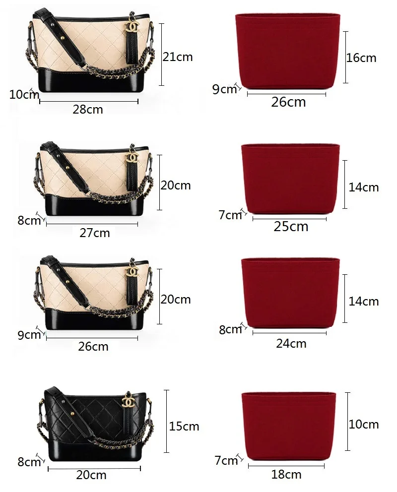 For Gabrielle Hobo Felt Cloth Insert Bag Organizer Makeup Handbag Organizer Travel Inner Purse Portable Cosmetic Bags