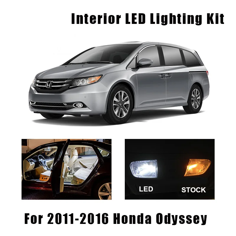 17 Bulbs White Interior LED Car Map Dome Light Kit Fit For Honda Odyssey 2011-2013 2014 2015 2016 Cargo Mirror Door Lamp