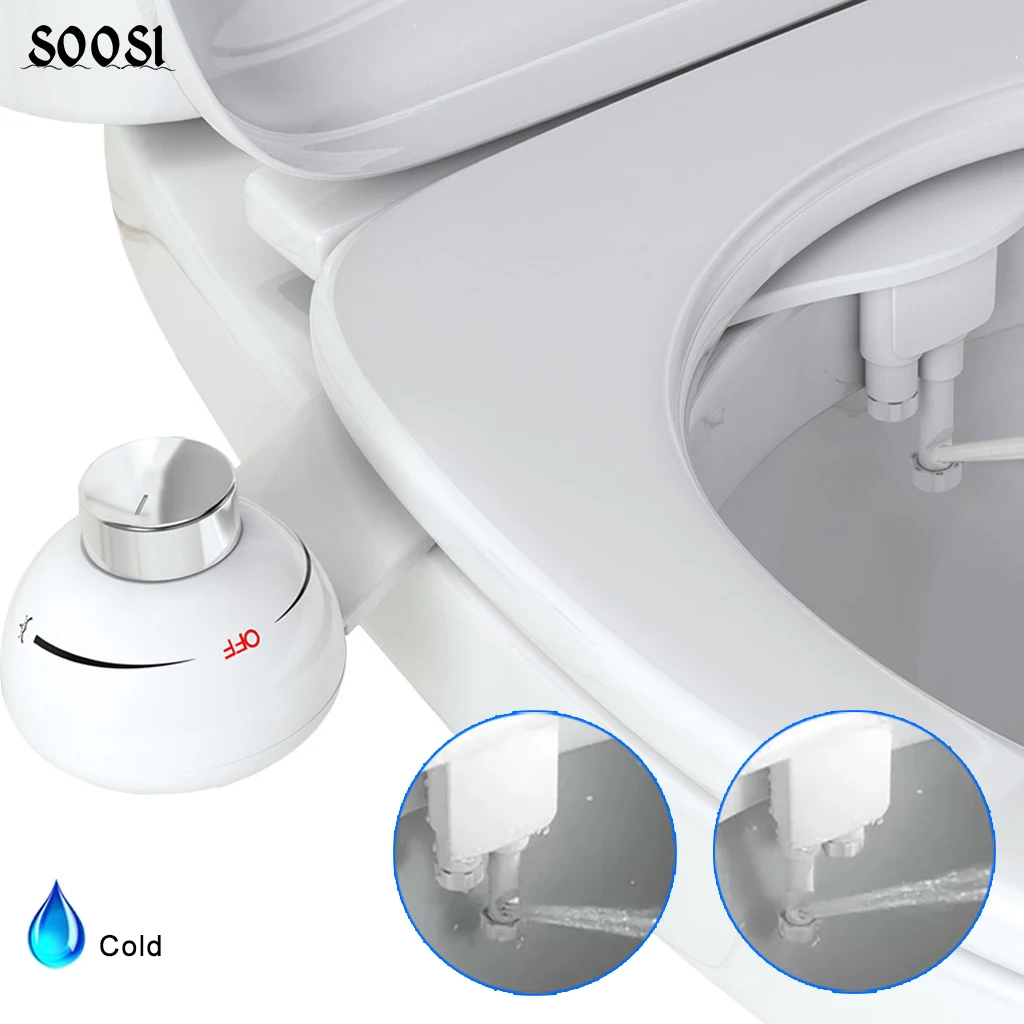 Toilet Seat Bidet Ultra-Thin Non-Electric Dual Nozzle Sprayer Fresh Adjustable Water Press Personal Hygiene Easy Install