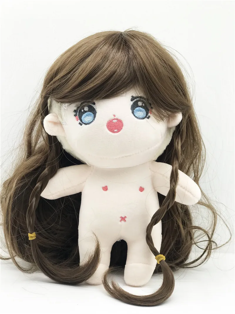 

Deep Brown And Golden Long Curly Hair Wig For 20cm Plush Doll anime Fashion Diy 20cm Doll Accessories