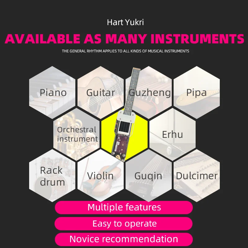 Maker Hart Electronic Ukulele Musical Device Collapsible Multi-functional Novice Practicing Instrument With Pressure Sensor