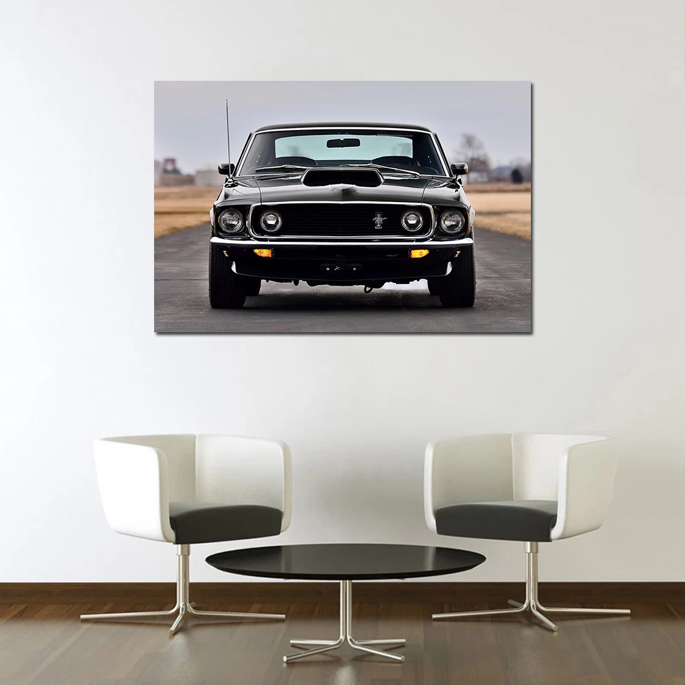 Mustang Boss 429 Classic Muscle Car Poster Canvas Cloth Fabric Print Painting for Home Decor Wall Art Picture