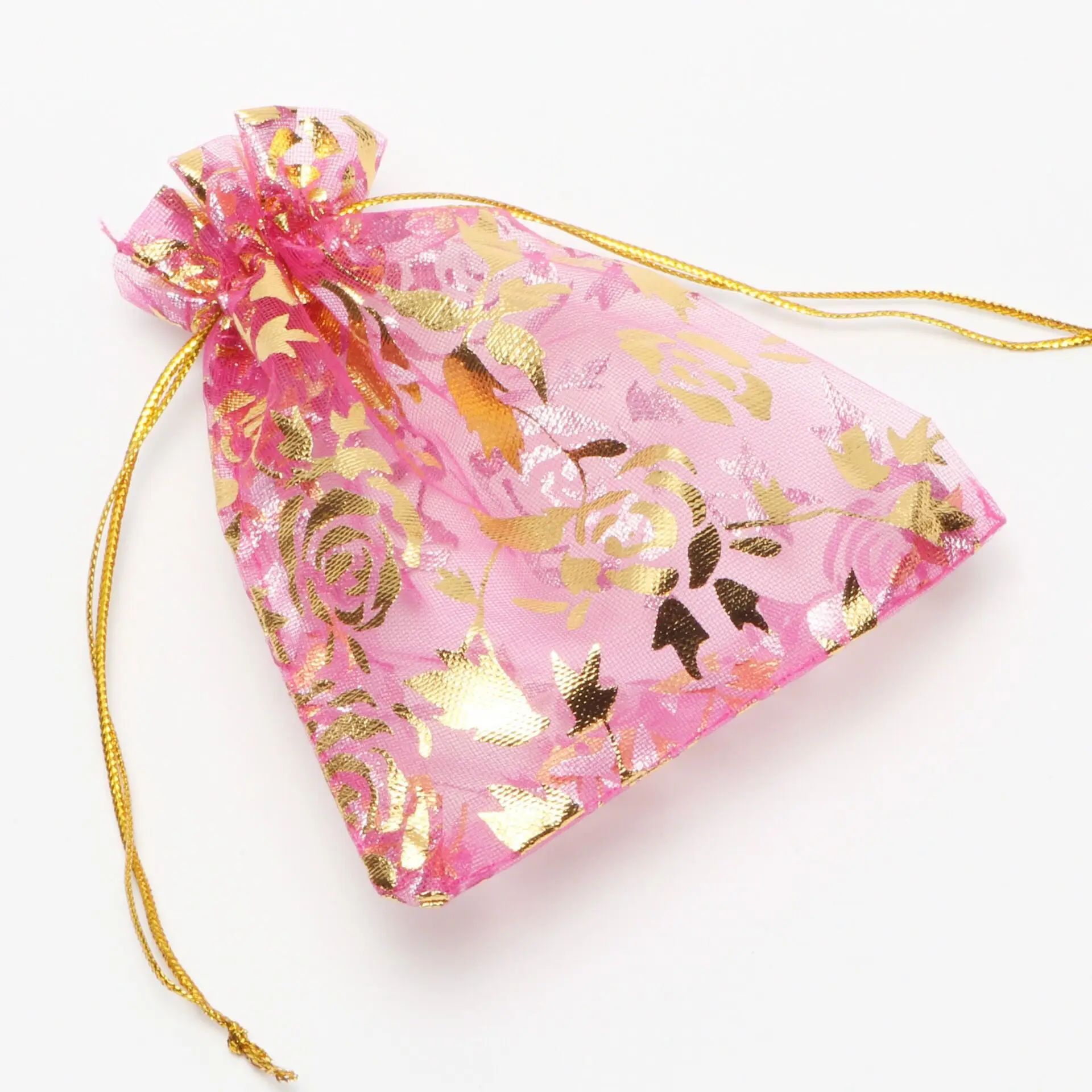 Wholesale--(20pcs/lot) Rose Flowers Print Gift Bags for Pendant / Rings / Earrings / Bracelets 6 Color 9x7 cm 9x12 cm 5 Sizes