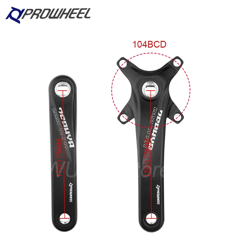 Prowheel 170/175mm Bicycle Crankset MTB Bike Crank 104/64BCD Crank Sprocket 32T 34T 36T 38T Oval Chainring Plates