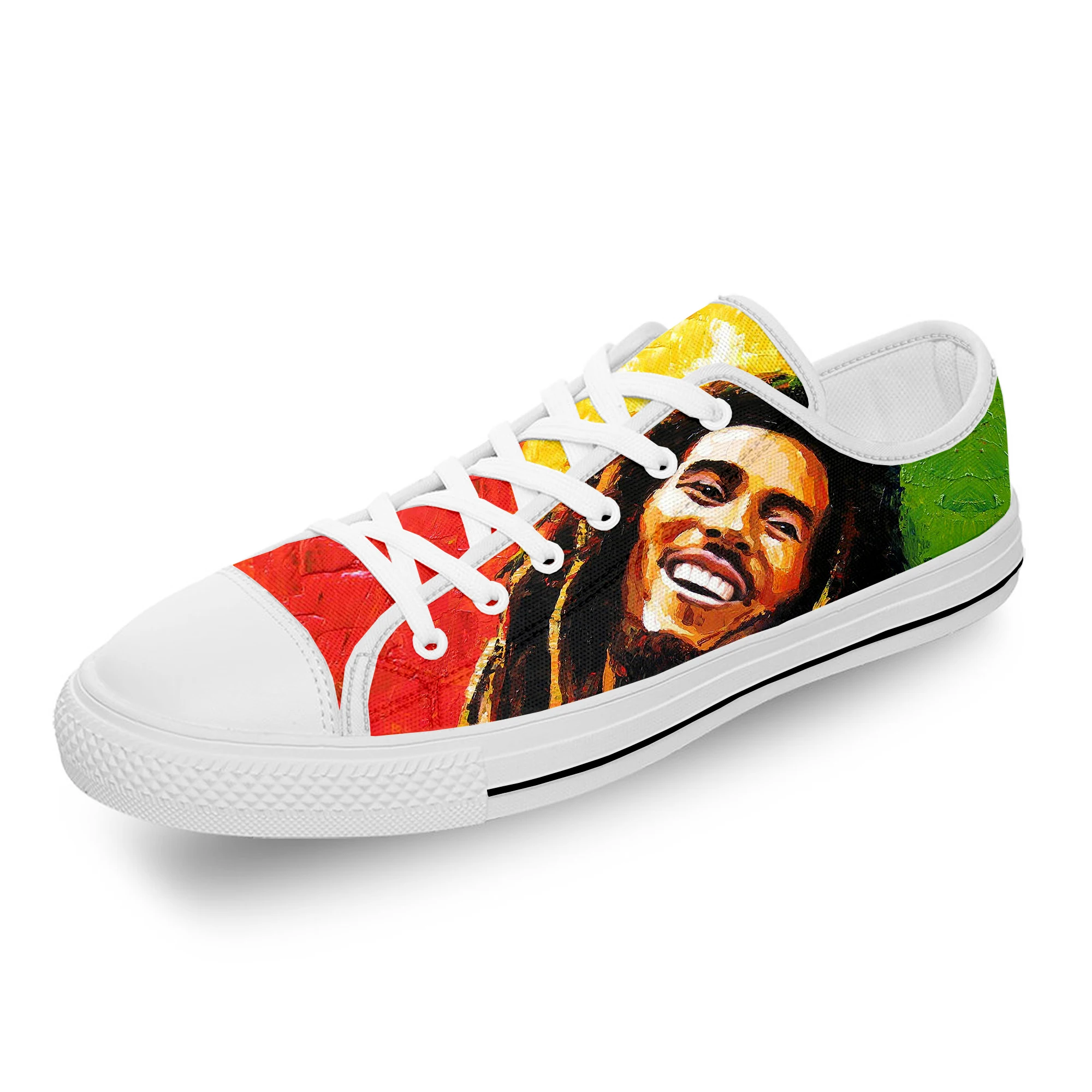 Bob Marley Reggae Star Music Rock Fashion Casual Sneakers Low Top Lightweight Breathable 3D Printed Men Women Canvas Shoes