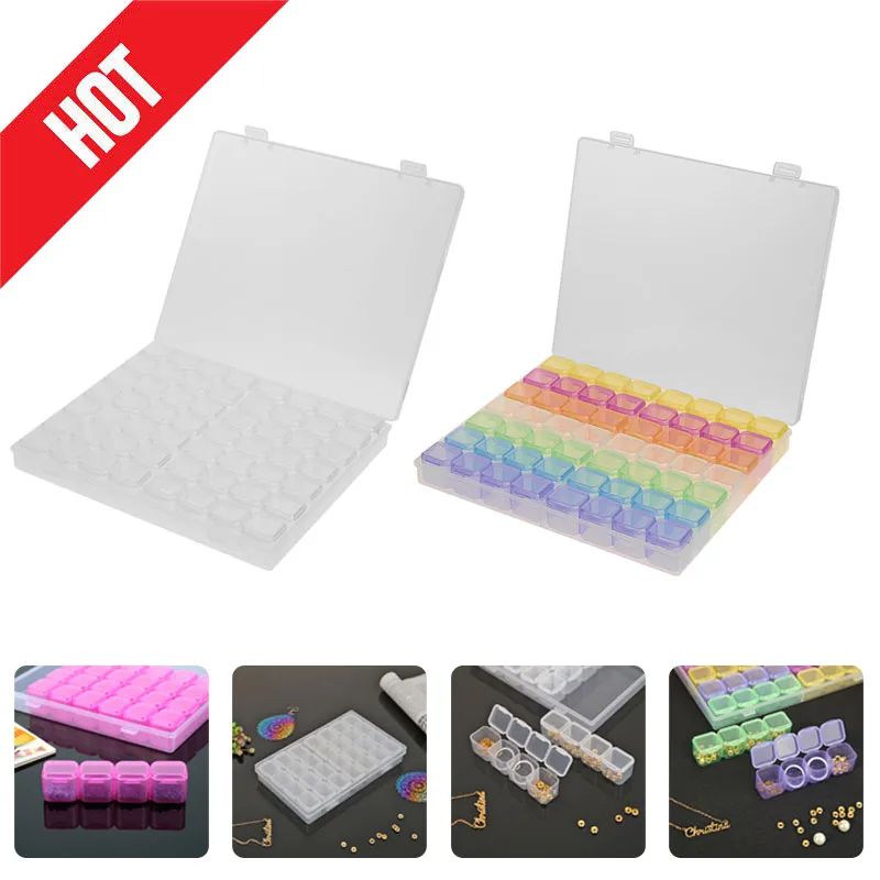56 grades 5d diy diamante pintura broca caixa de jóias strass bordado cristal grânulo organizador caso armazenamento recipiente