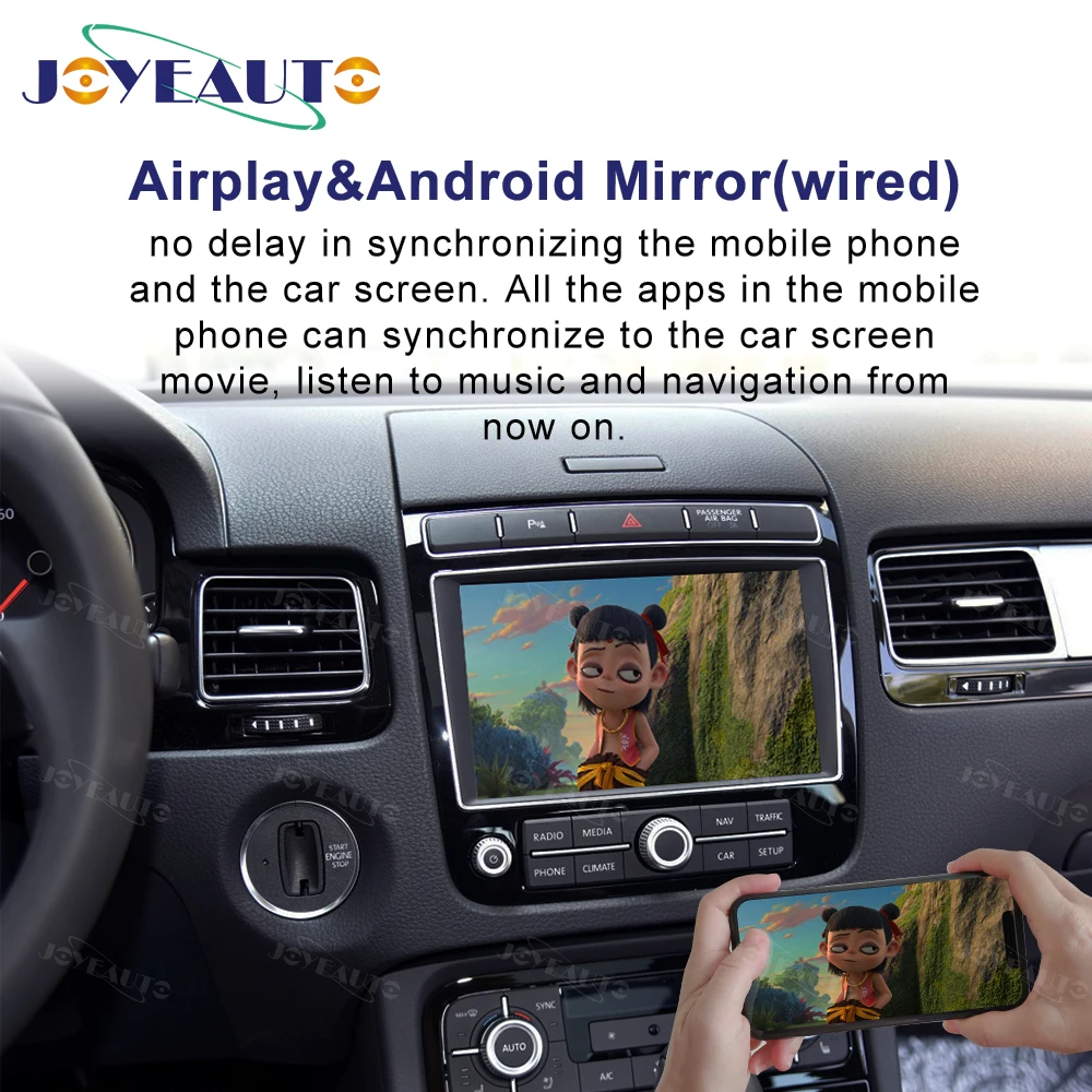 JoyeAuto-Apple CarPlay inalámbrico para Volkswagen Toureg, Golf con iOS15, Android Mirror, AirPlay, Mirror-Link, 2010-2018