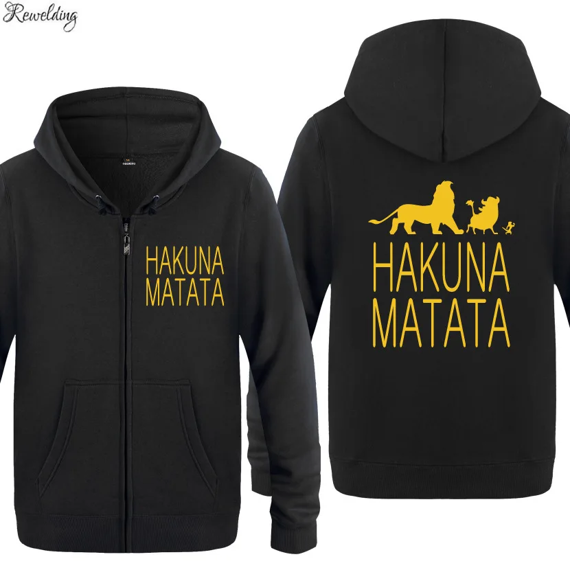 Zipper Hoodies Men HAKUNA MATATA Novelty Funny Mens Hoodie Hip Hop Fleece Long Sleeve Men's Jacket Sweatshirt Skateboard Coat