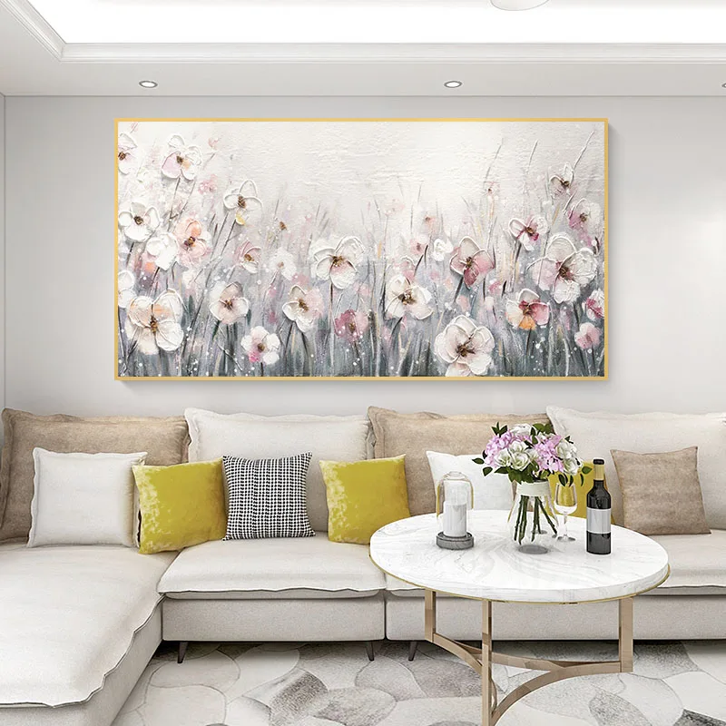

100% Hand Painted Heavy Textured Knife Beautiful Flower Oil Painting Picture Wall Decoration Canvas Art Pieces Acrylic Artwork