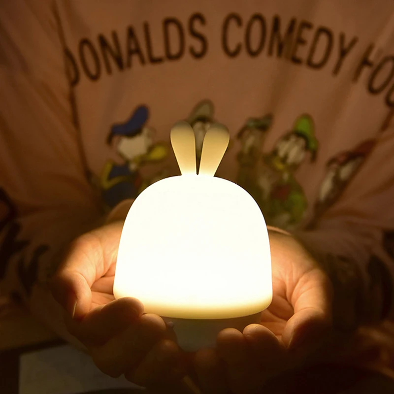 Lâmpada noturna de led de silicone, com brilho ajustável, luz noturna para crianças, cogumelo, lâmpada para o berçário do bebê, presente para