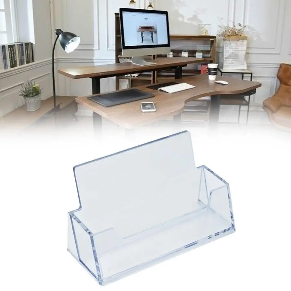 1Pc Clear Desk Shelf Box Storage Display Stand Acrylic Holder Card Transparent Business Card Case