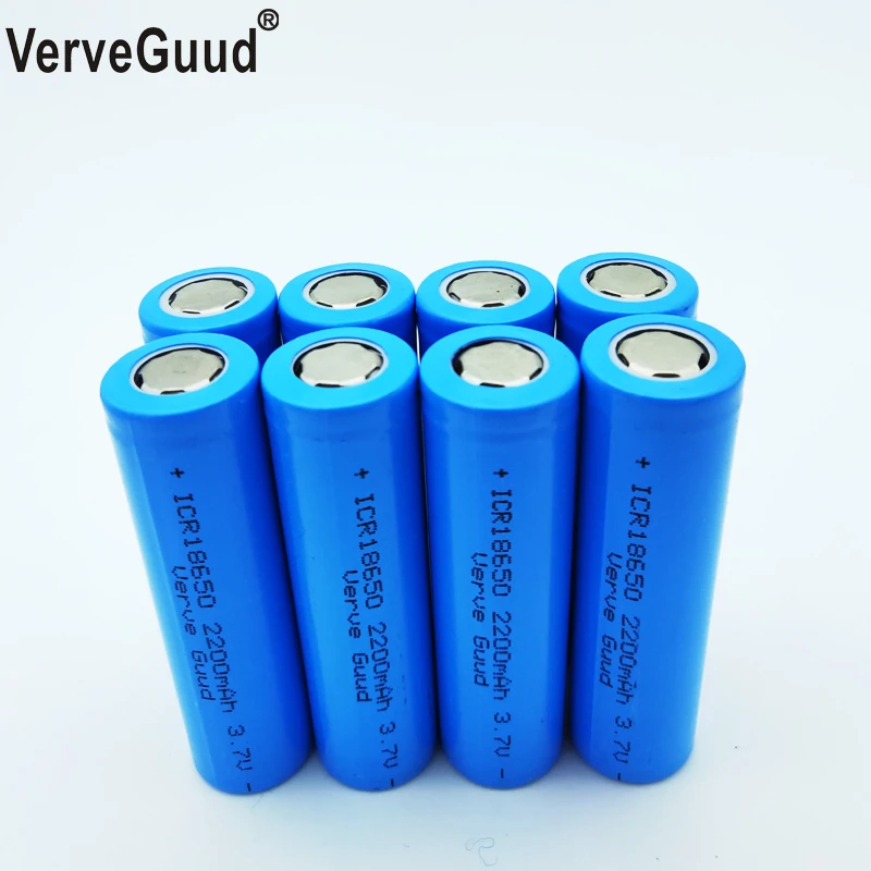 VerveGuud New Original Real Capacity ICR18650-22F 3.7 v 2200mAh 18650 Lithium Rechargeable Battery For Flashlight /Toy/Tool