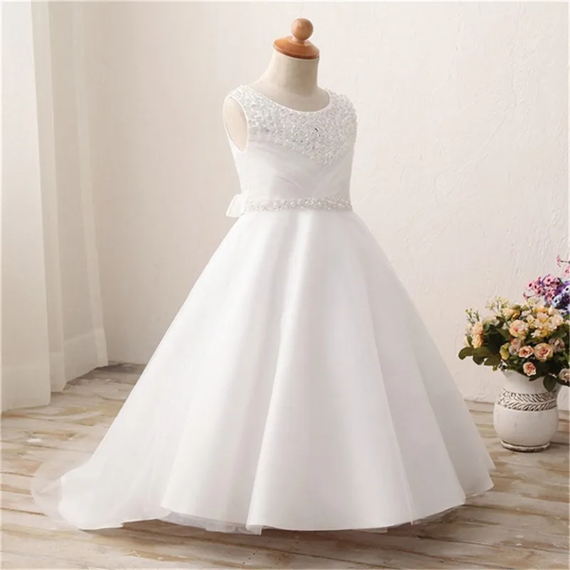 

Princess Tulle Scoop Flower Girl Dress Sashes Children First Communion Dress Ball Gown Wedding Party Dress Runway Show Pageant