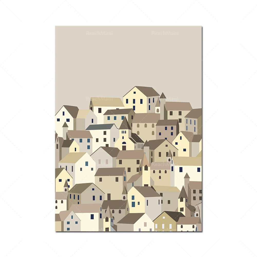 maisons imprimées, maisons art mural, cityscape wall art, cityscape print, architecture print, retro wall art, retro print,