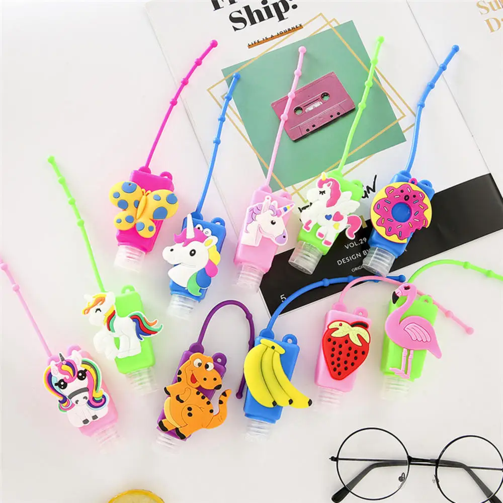 30ML Cute Unicorn Animal Pattern Food Silicone Mini Hand Sanitizer Holder Travel Portable Gel Holder Hangable Liquid Dispenser