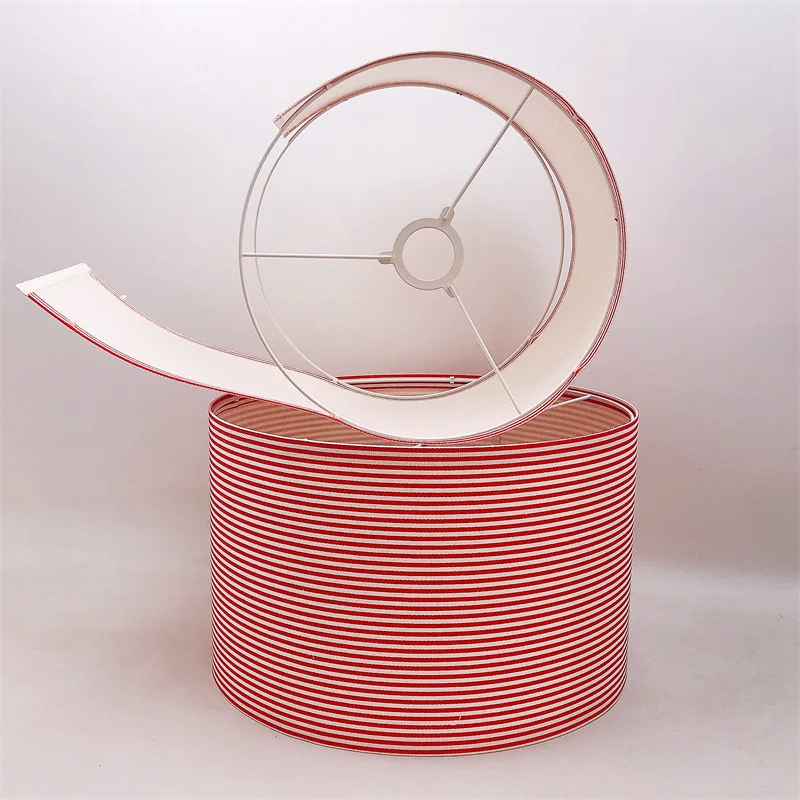 E27 Creative Detachable lampshade Red stripes Circular Linen Fabric 15-40cm Lamp Shade covers for DIY Table Lamp Pendant Replace