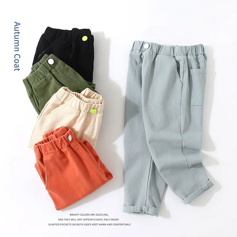 2025 Spring Autumn New Arrival 2 3 4 6 8  Years Children Clothing Boys Cotton Pocket Casual Trousers For Kids Baby Long Pants