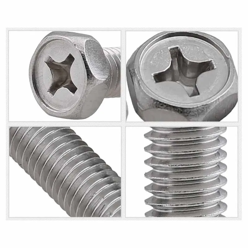 304 Stainless Steel Phillips Hex Head Screws Cross Head Hexagon Bolts M3 M4 M5 M6 M8