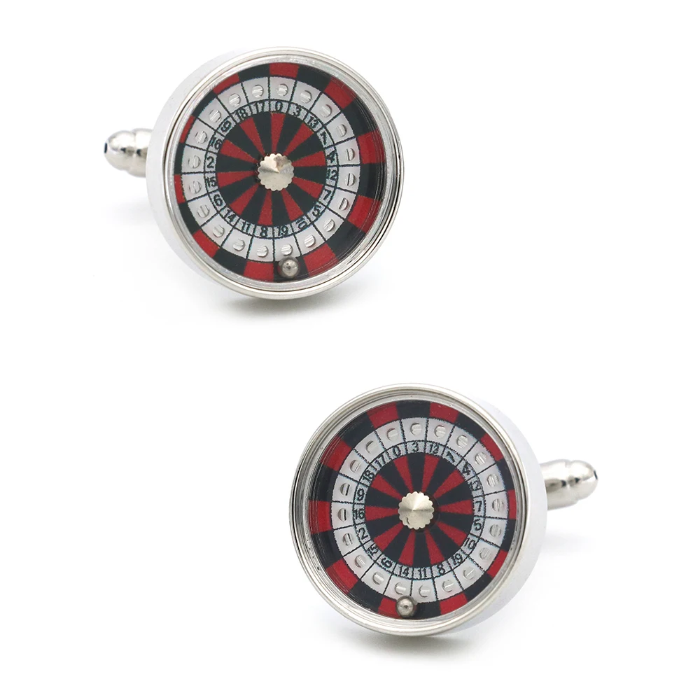 Men's Roulette Cufflinks Quality Brass Material Red Color Casino Design Cuff Links Wholesale & Retail