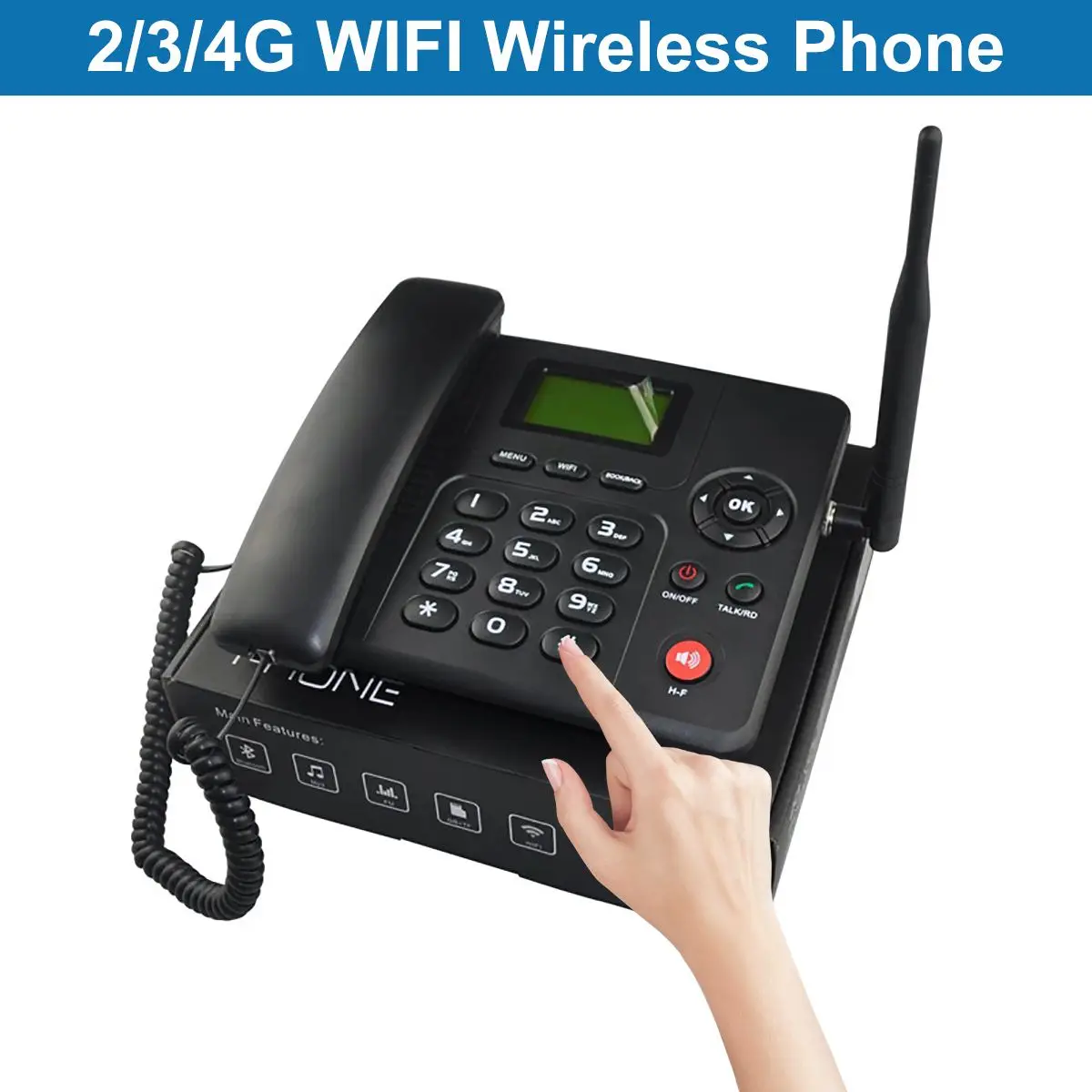 4G WIFI Wireless Fixed Phone Desktop Telephone GSM SIM Card LCD for Office Home Call Center Company Hotel