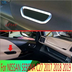 For NISSAN SERENA C27 2017 2018 2019 Car Decoration ABS chrome Matte front door interior armrest storage box