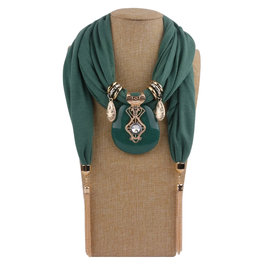 Fashion Women Solid Color Tassel Wrap Scarf Multi-style Decorative Jewelry Necklace Pendant Scarf Hijabs Femme Head Scarves