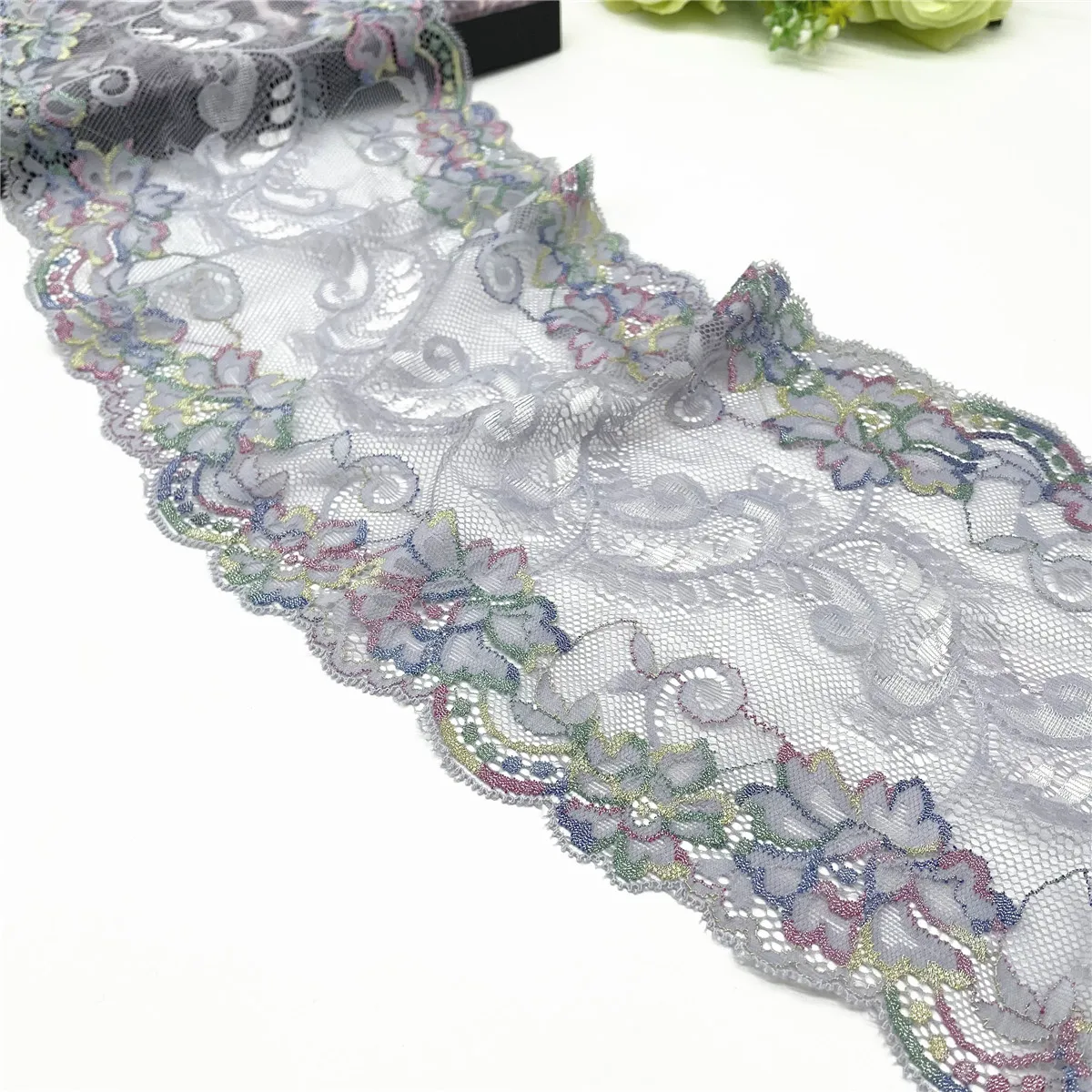 3 anni/lotto Larghezza 17.50 cm Viola Grigio Lucido Stretch Lace Trim Per Lingerie Cucito Mestiere Abbigliamento FAI DA TE Tessuto di Pizzo