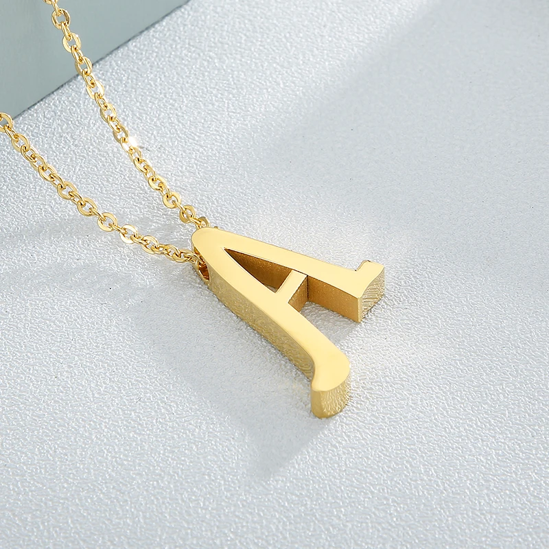 Elegant Alphabet Letter Pendant Necklace for Women And Girls Silver Gold Colors Stainless Steel Choker Initial Jewelry