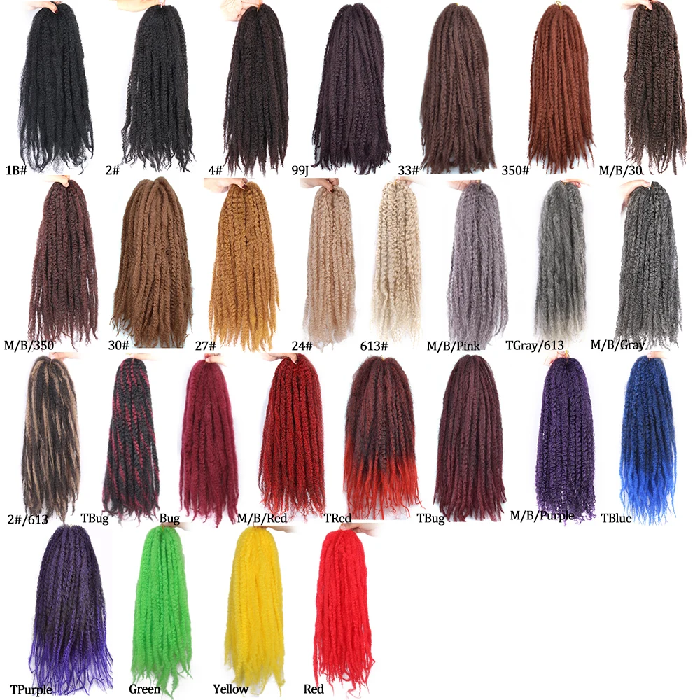 Linwan – Extensions de tresses synthétiques Marley 18 pouces, cheveux Afro doux, crépus, torsadés, Crochet, ombré, jaune, rouge, pour femmes, 100g