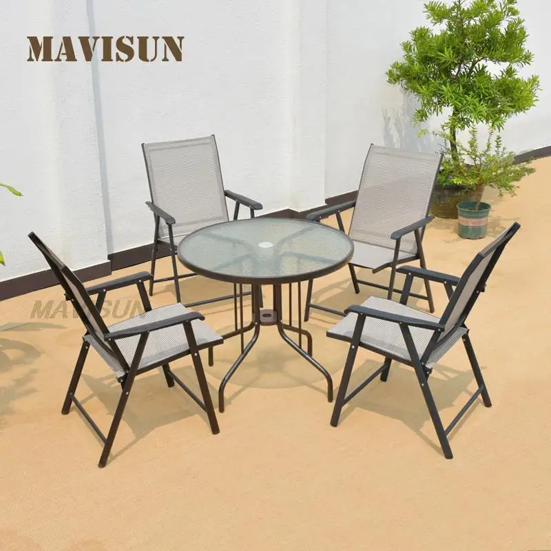 Outdoor Stalls Waterproof Sunscreen Tables And Chairs Leisure Iron Patio Dining Garden Minimalist Furniture For Home