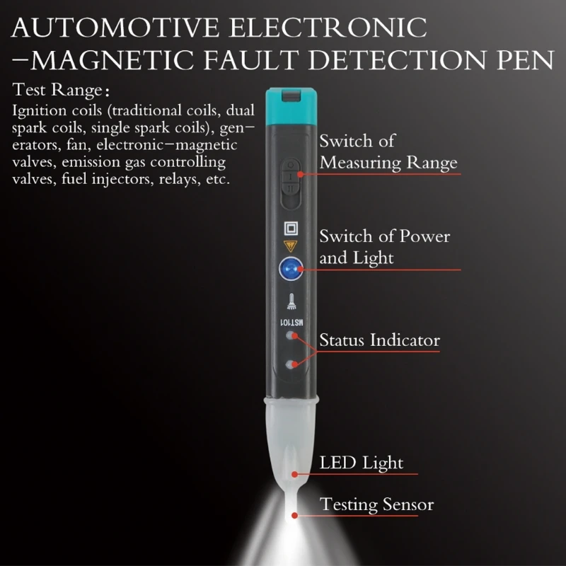 Electronic Magnetic Faults Indicator Detector Test Pen Quick Check Circuit Tester LED for Spark Plug Coil Detection Tool