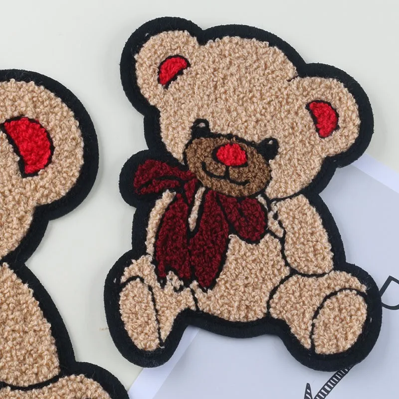 1pcs Large Cute Embroidery Bear Butterfly Plush Applique Patches DIY Clothing Jeans Pillow Hand Sewing Decorative Accessories